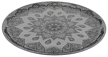 Mehndi Melamine Platter (350x350x15mm) Grey