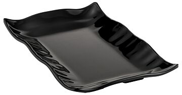 Melamine Flat Base Wavy Platter (195x287x40mm) Black