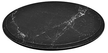 Melamine Round Platter w/ SF (285mm) Black Marble Effect