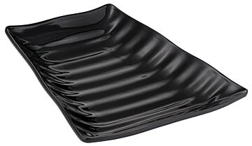 Melamine Curved Wavy Platter w/SF (259x247x38mm) Black
