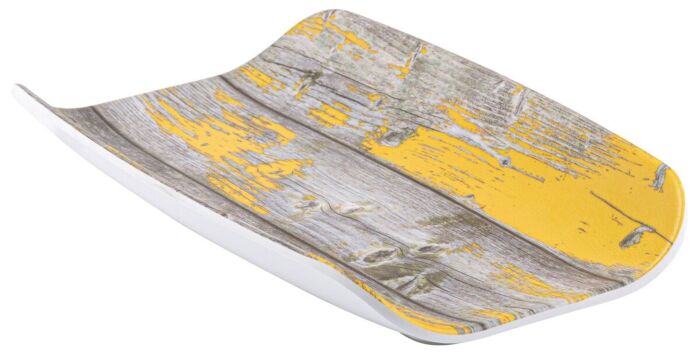 Rustic Tura Melamine Curved Tray Yellow