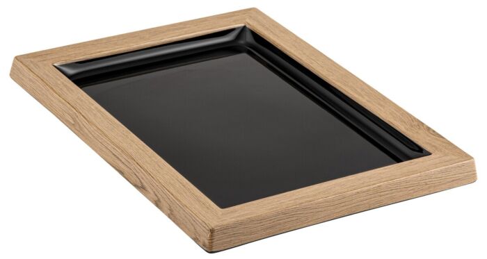 Melamine plateau (280x210x21mm) Hout/Zwart