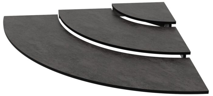 HPL Three Tier Curved Riser 1-4 (1124x100x795mm) Steel Effect