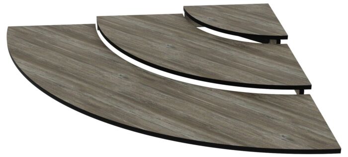 HPL Three Tier Curved Riser 1-4 (1124x100x795mm) Pine Effect