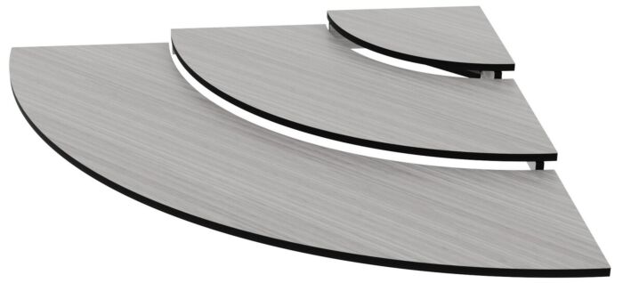 HPL Three Tier Curved Riser 1-4 (1124x100x795mm) Silver Oak-Effect