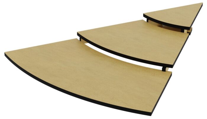 HPL Three Tier Curved Riser Set 1-8 Circle (265x100x795mm) Bronze Effect