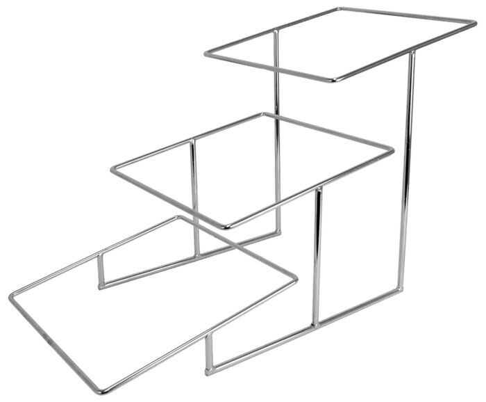 Verchroomde schuine 3-laags Dover-standaard (430x330x710mm) Zilver