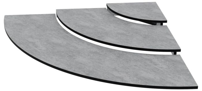 HPL Three Tier Curved Riser 1-4 (1124x100x795mm) Grey