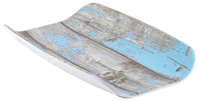 Rustic Tura Melamine Curved Tray Blue