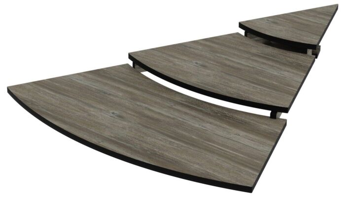 HPL Three Tier Curved Riser 1-8 Circle (563x100x795mm) Pine Effect