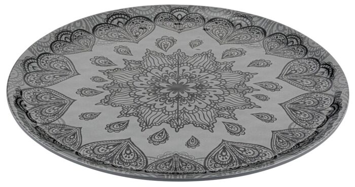 Mehndi Melamine Platter (350x350x15mm) Grey