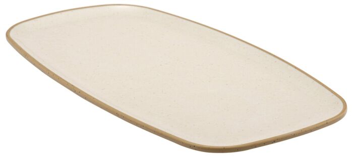 Marl melamine rechthoekig bijzetbord (355x190mm) Crème