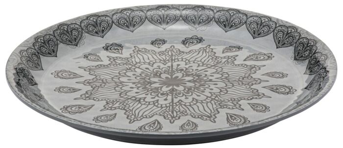 Mehndi Melamine Dish Grey