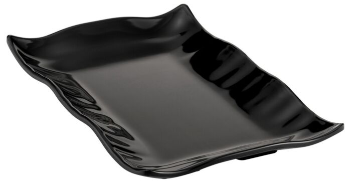 Melamine Flat Base Wavy Platter (195x287x40mm) Black