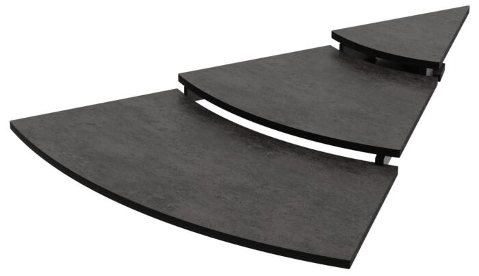 HPL Three Tier Curved Riser 1-8 Circle (563x100x795mm) Steel Effect