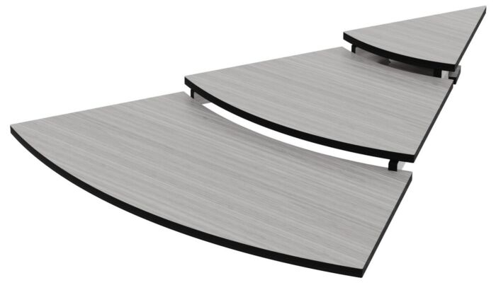 HPL Three Tier Curved Riser 1-8 Circle (563x100x795mm) Silver Oak-Effect